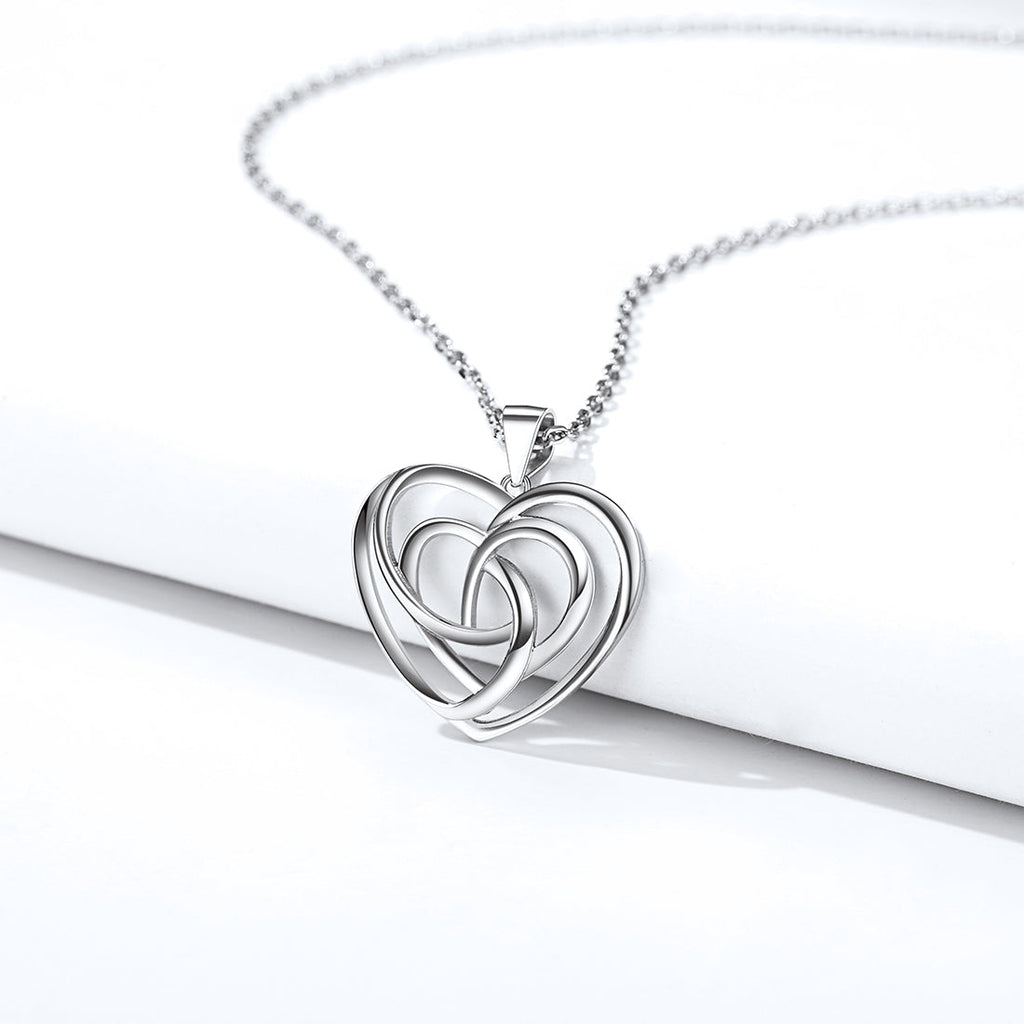 Sterling Silver Heart Celtic Knot Pendant Necklace for