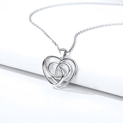 Sterling Silver Heart Celtic Knot Pendant Necklace for