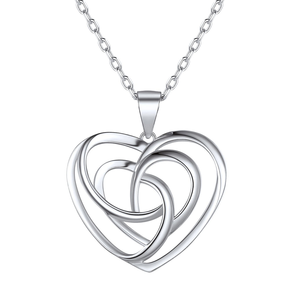 Sterling Silver Heart Celtic Knot Pendant Necklace for