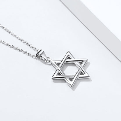 Sterling Silver Star of David Pendant Necklace for