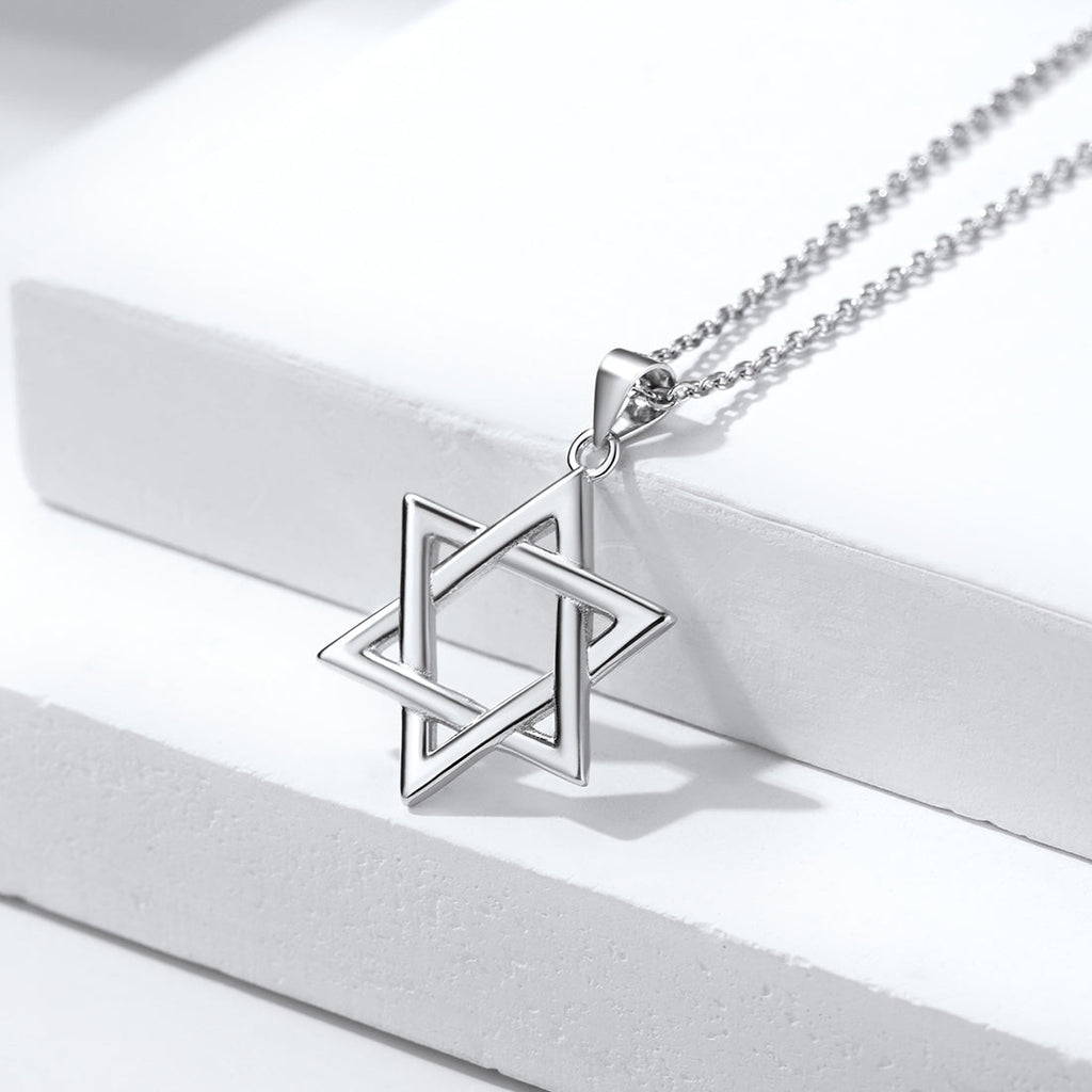Sterling Silver Star of David Pendant Necklace for