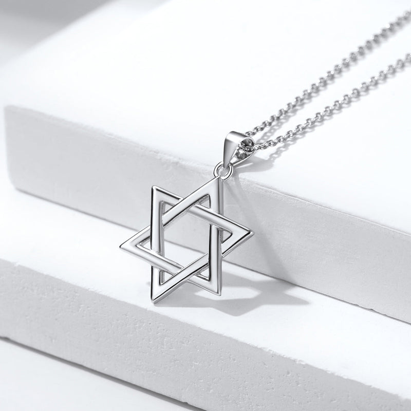 Sterling Silver Star of David Pendant Necklace for