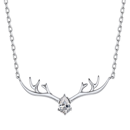 925 Sterling Silver Birthstone Deer Antler Necklace for