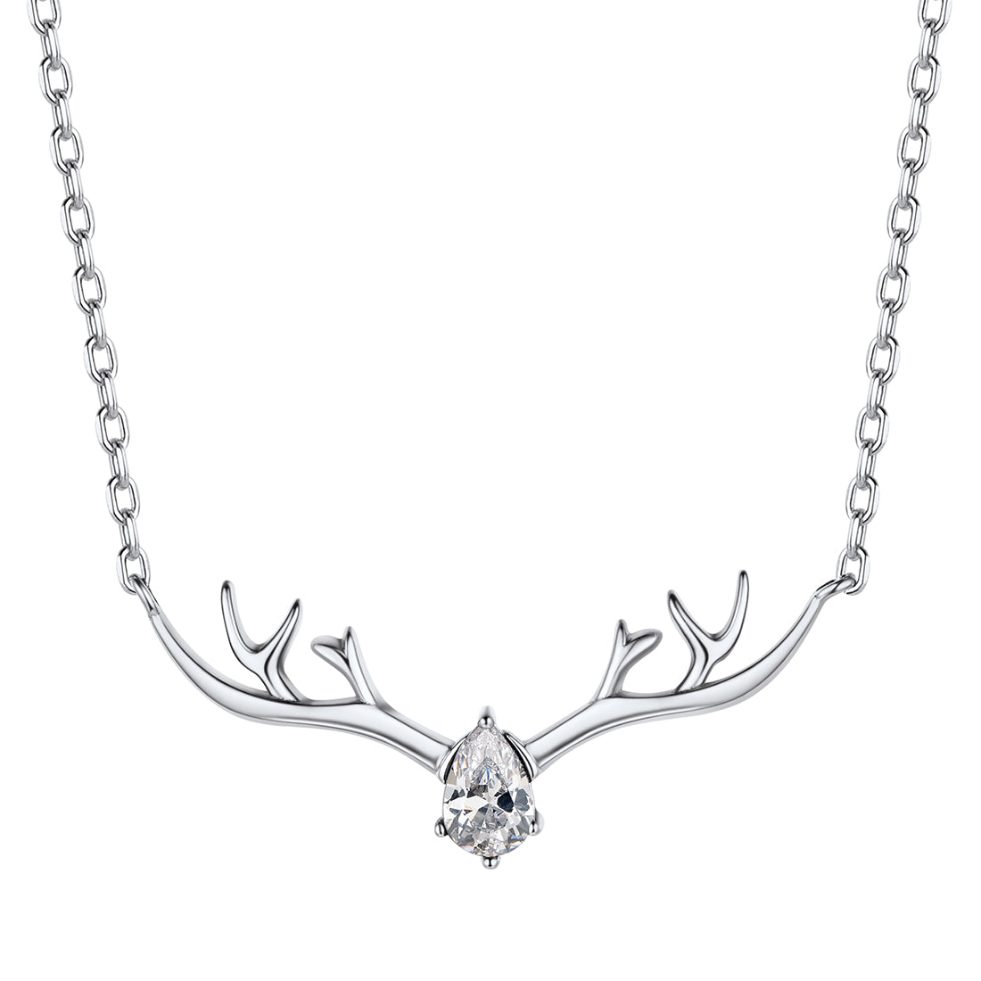 925 Sterling Silver Birthstone Deer Antler Necklace for
