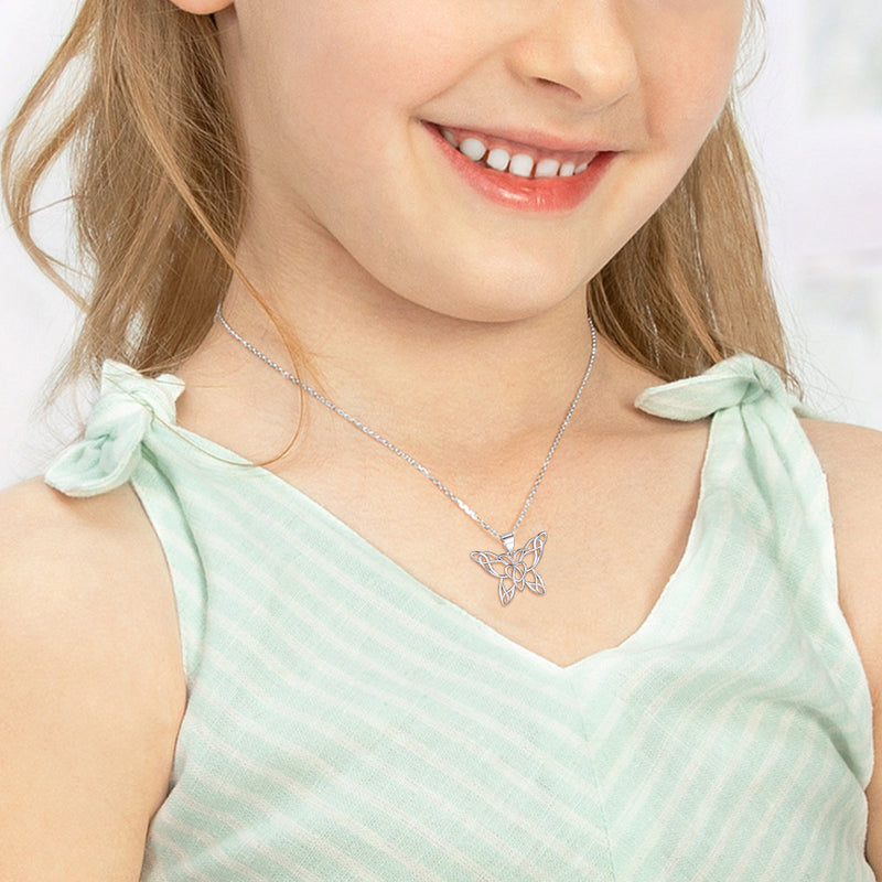 Celtic Knot Butterfly Pendant Necklace for
