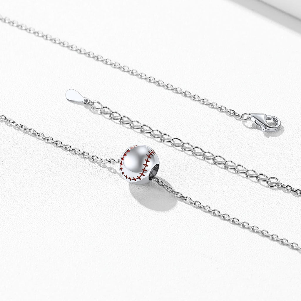 Sterling Silver Baseball Pendant Necklace for