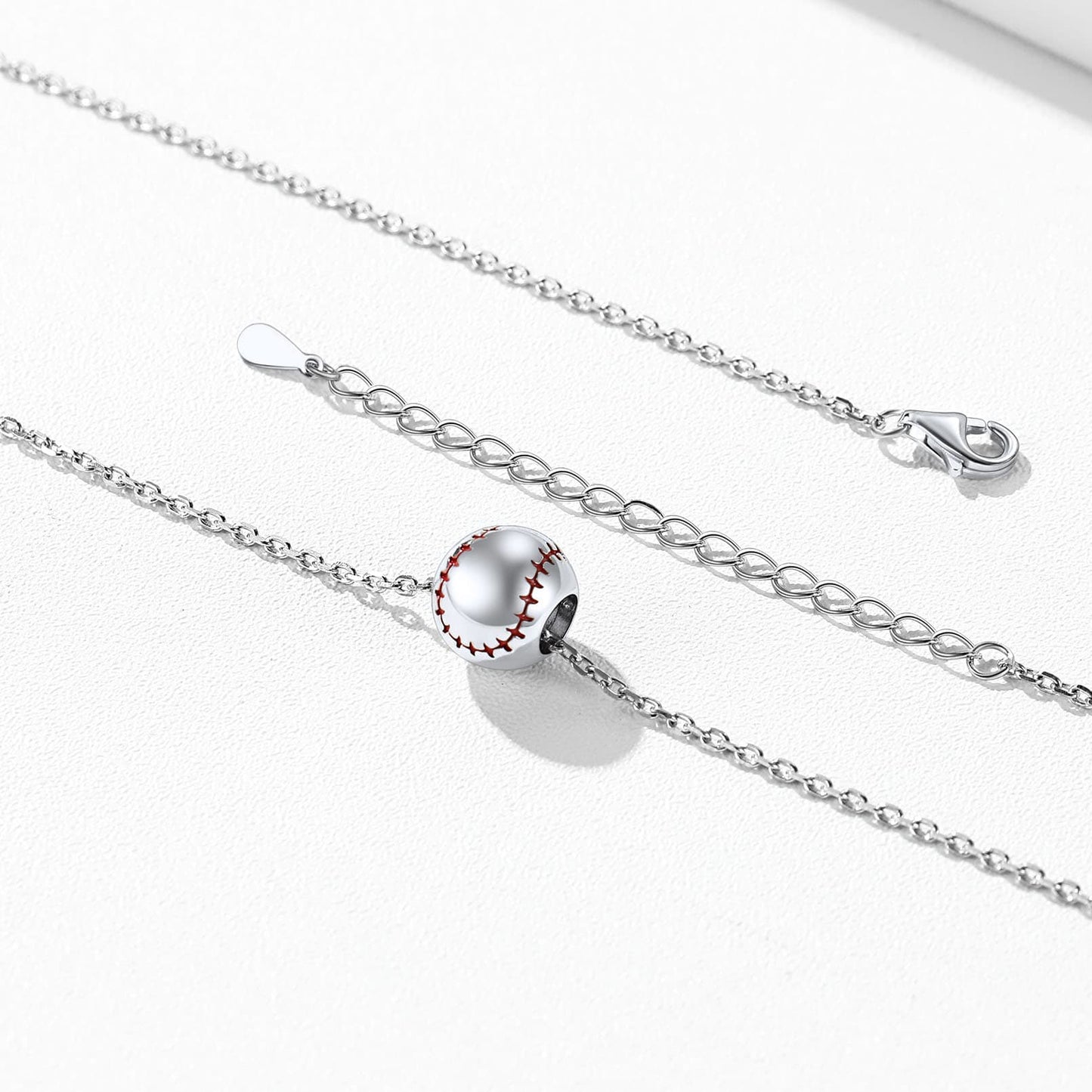 Sterling Silver Baseball Pendant Necklace for