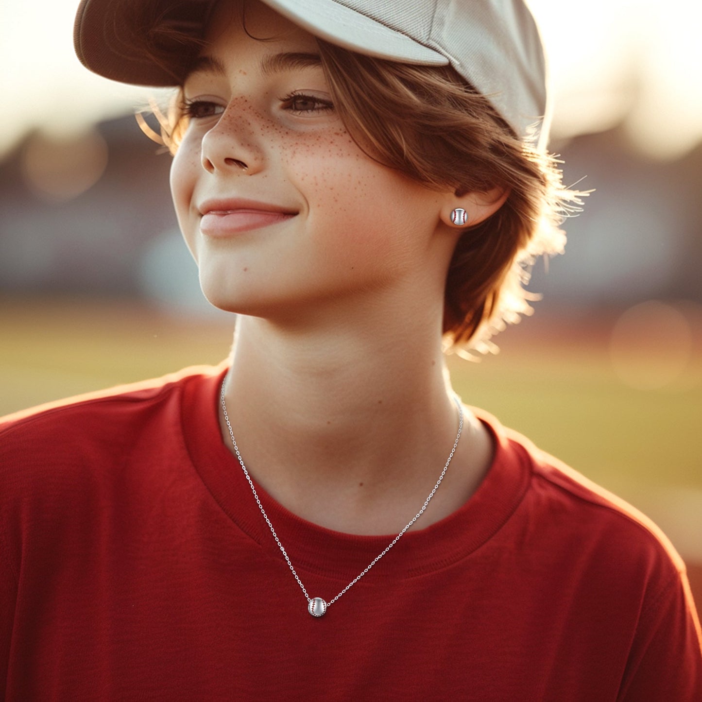 Sterling Silver Baseball Pendant Necklace for