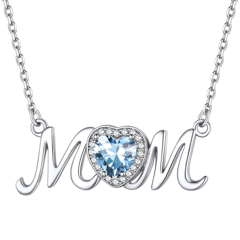 Sterling Silver Heart Birthstone Mom Necklace for