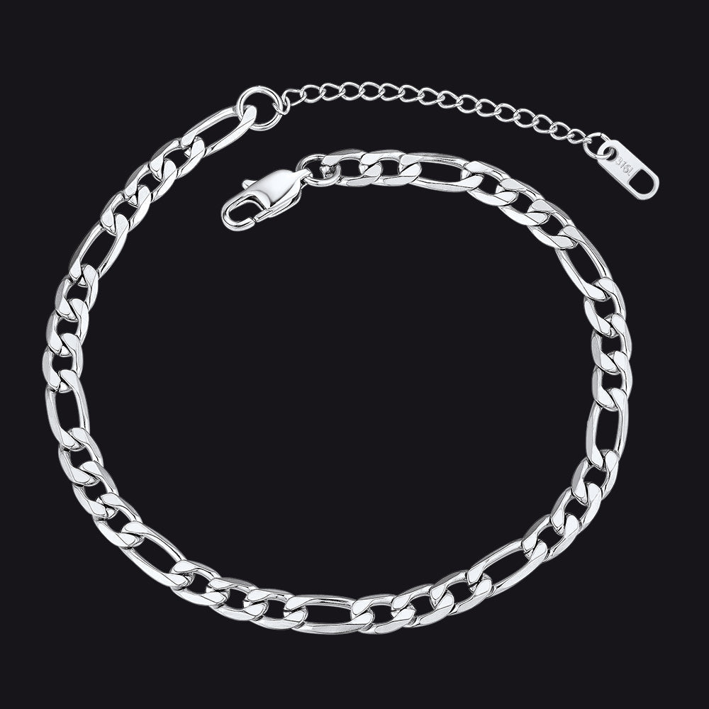 6mm Figaro Chain Anklet Bracelet for