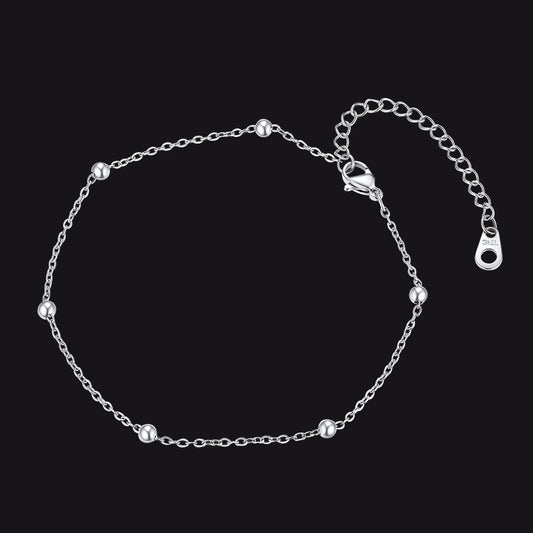 Stainless Steel Cable Chain Bobble Ankle Bracelet for Mom
