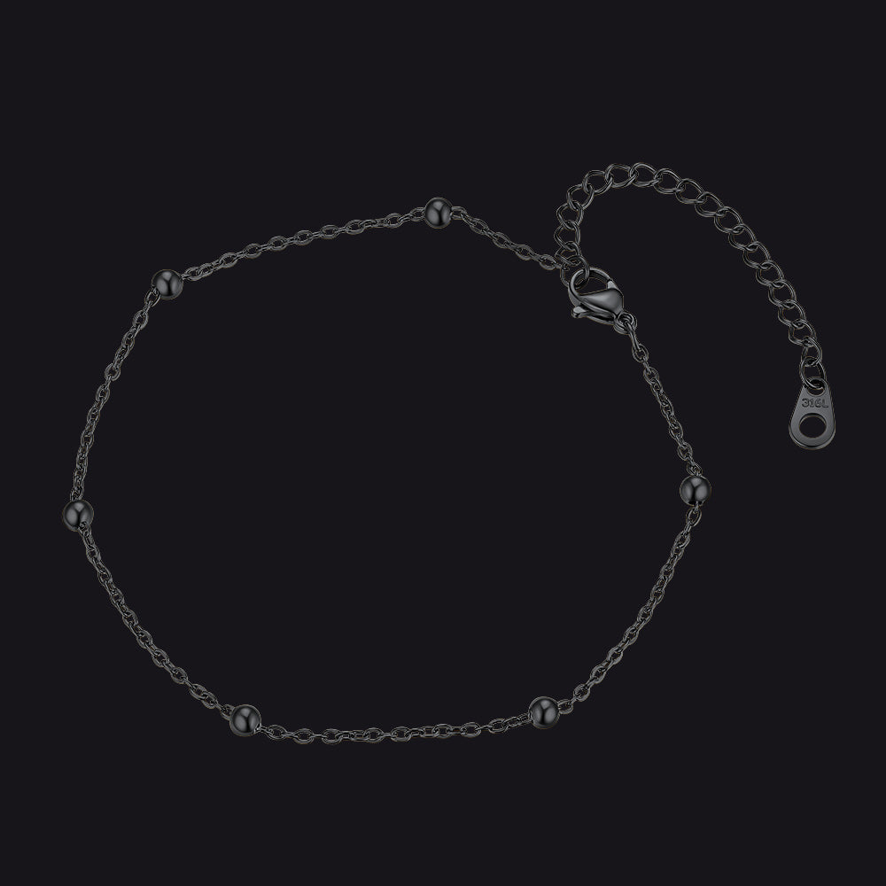 Stainless Steel Cable Chain Bobble Ankle Bracelet for Mom