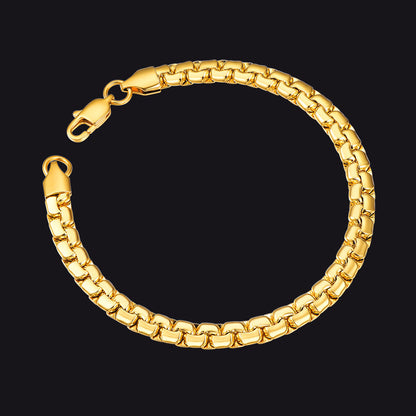 Flat Box Link Chain Bracelet for