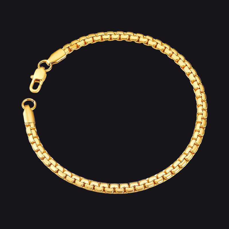 Flat Box Link Chain Bracelet for