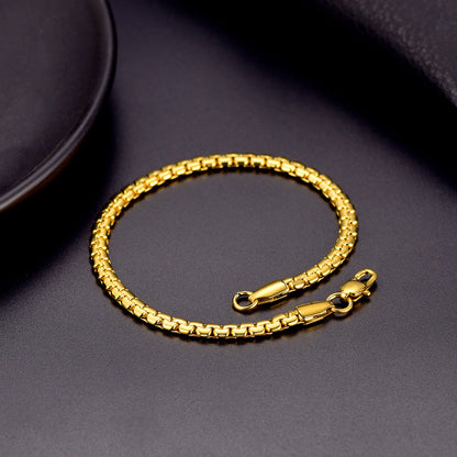 Flat Box Link Chain Bracelet for