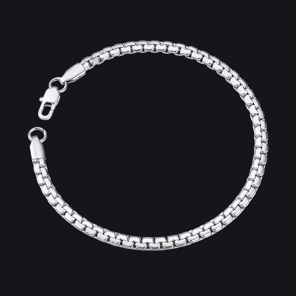 Flat Box Link Chain Bracelet for
