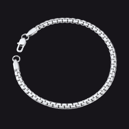 Flat Box Link Chain Bracelet for