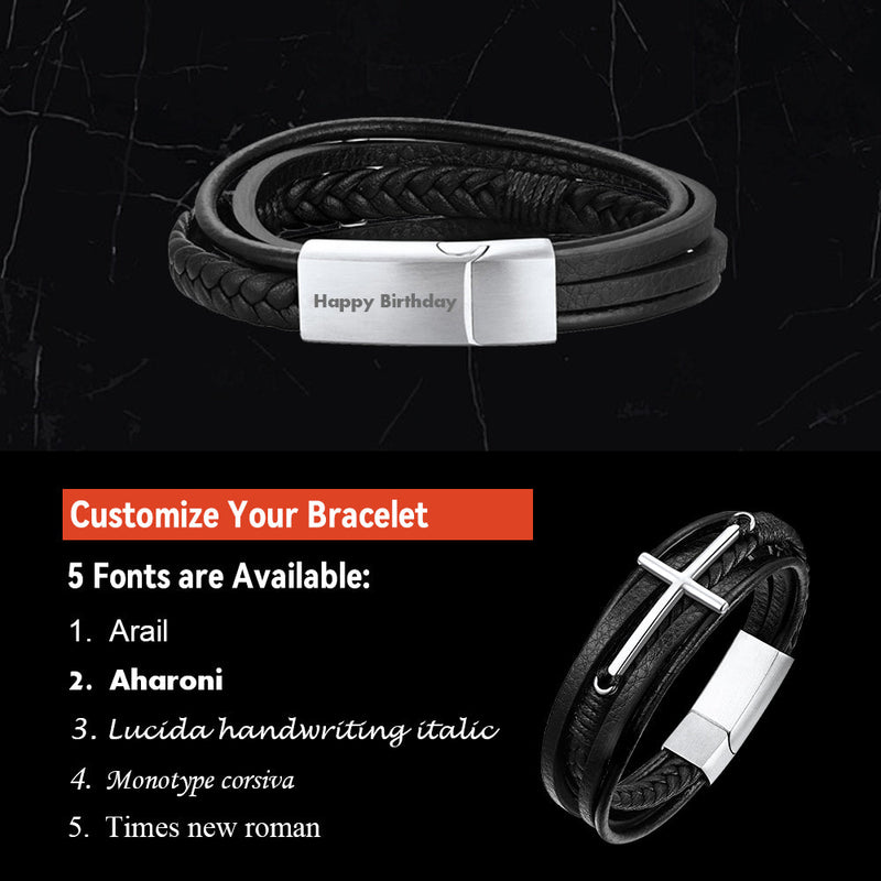 Christian Cross Multi-layer Braided Leather Bracelet for