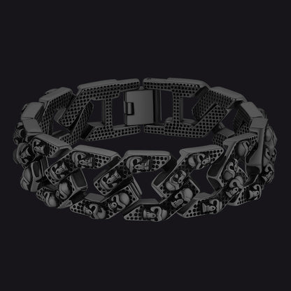 Gothic Chunky Skull Chain Bracelet Stainless Steel for
