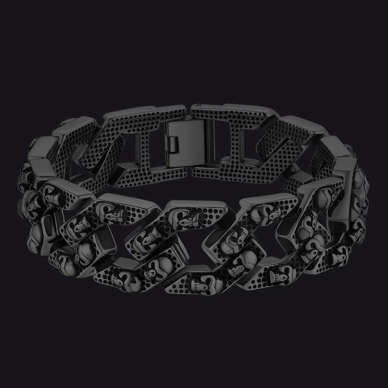 Gothic Chunky Skull Chain Bracelet Stainless Steel for
