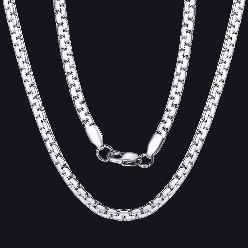 Flat Box Link Chain Stainless Steel Necklace for