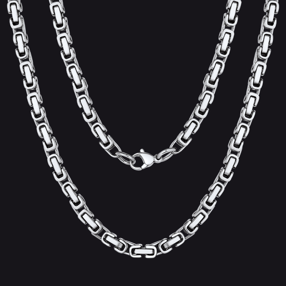 Stainless Steel Byzantine Chain Necklace for