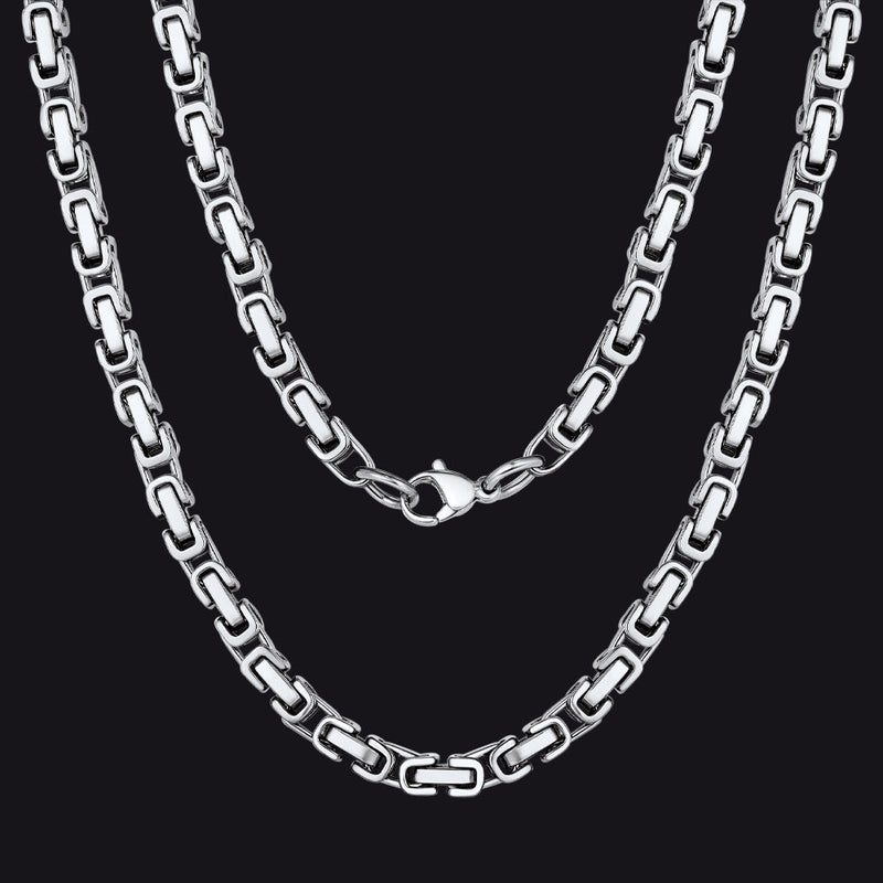 Stainless Steel Byzantine Chain Necklace for