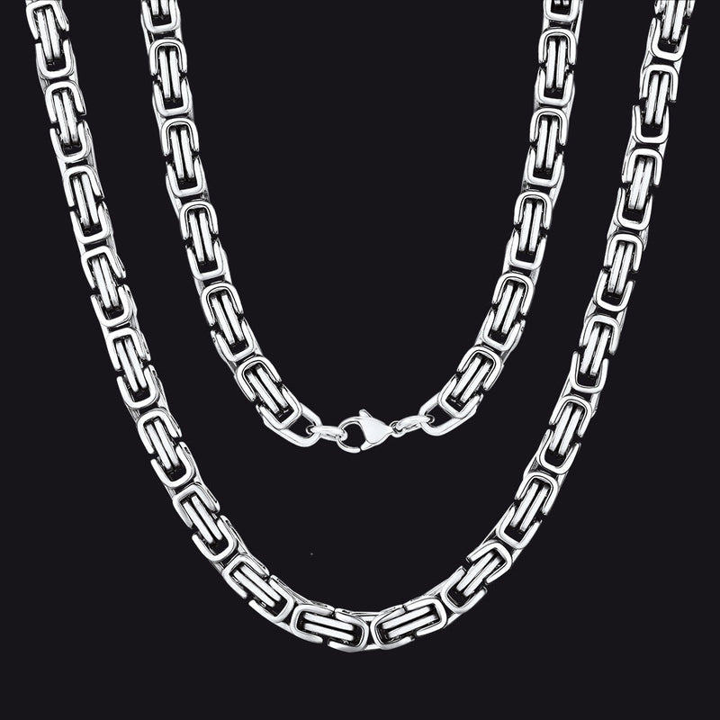 Stainless Steel Byzantine Chain Necklace for