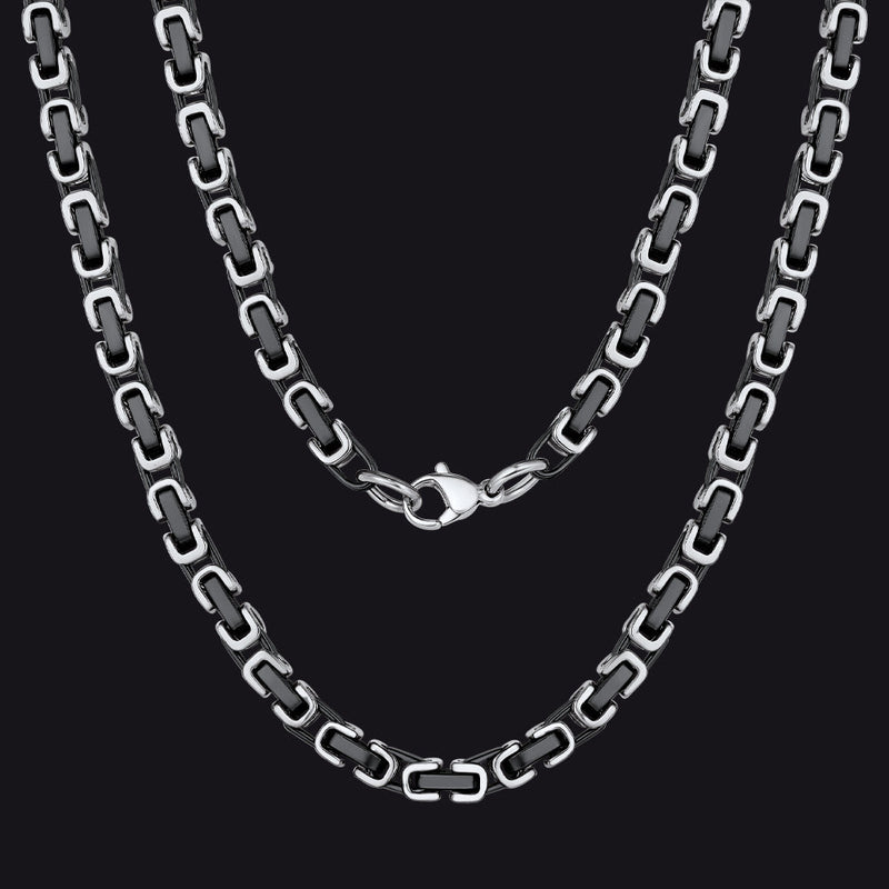 Stainless Steel Byzantine Chain Necklace for