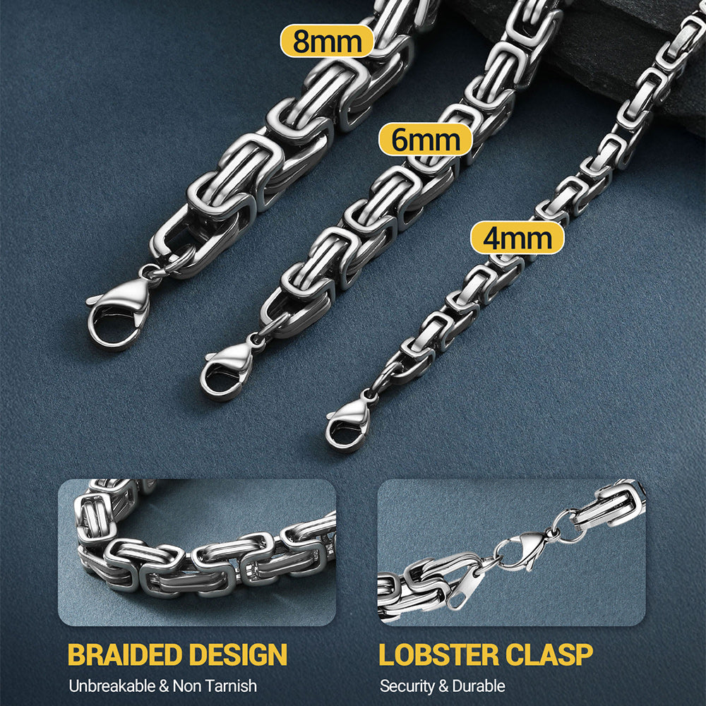 Stainless Steel Byzantine Chain Necklace for