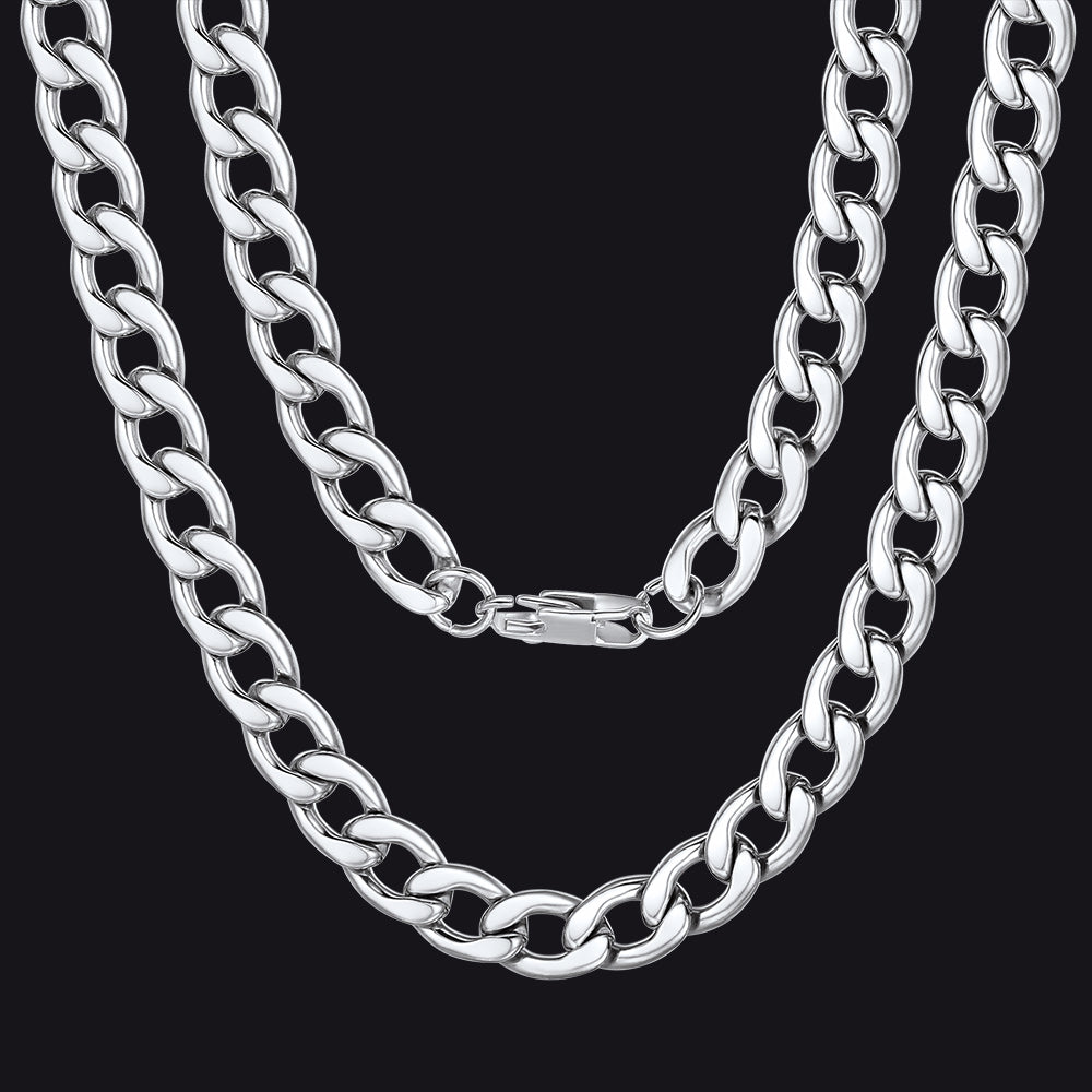 Sturdy Cuban Link Chain Necklace Lobster Clasp for