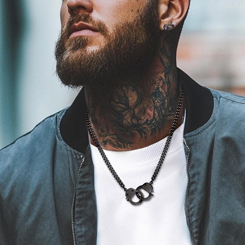 Punk Handcuff Necklace for , Partners in Crime Cuban Link Chain