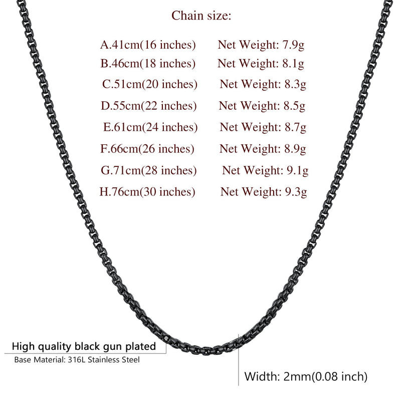2mm Stainless Steel Rolo Cable Chain Necklace for