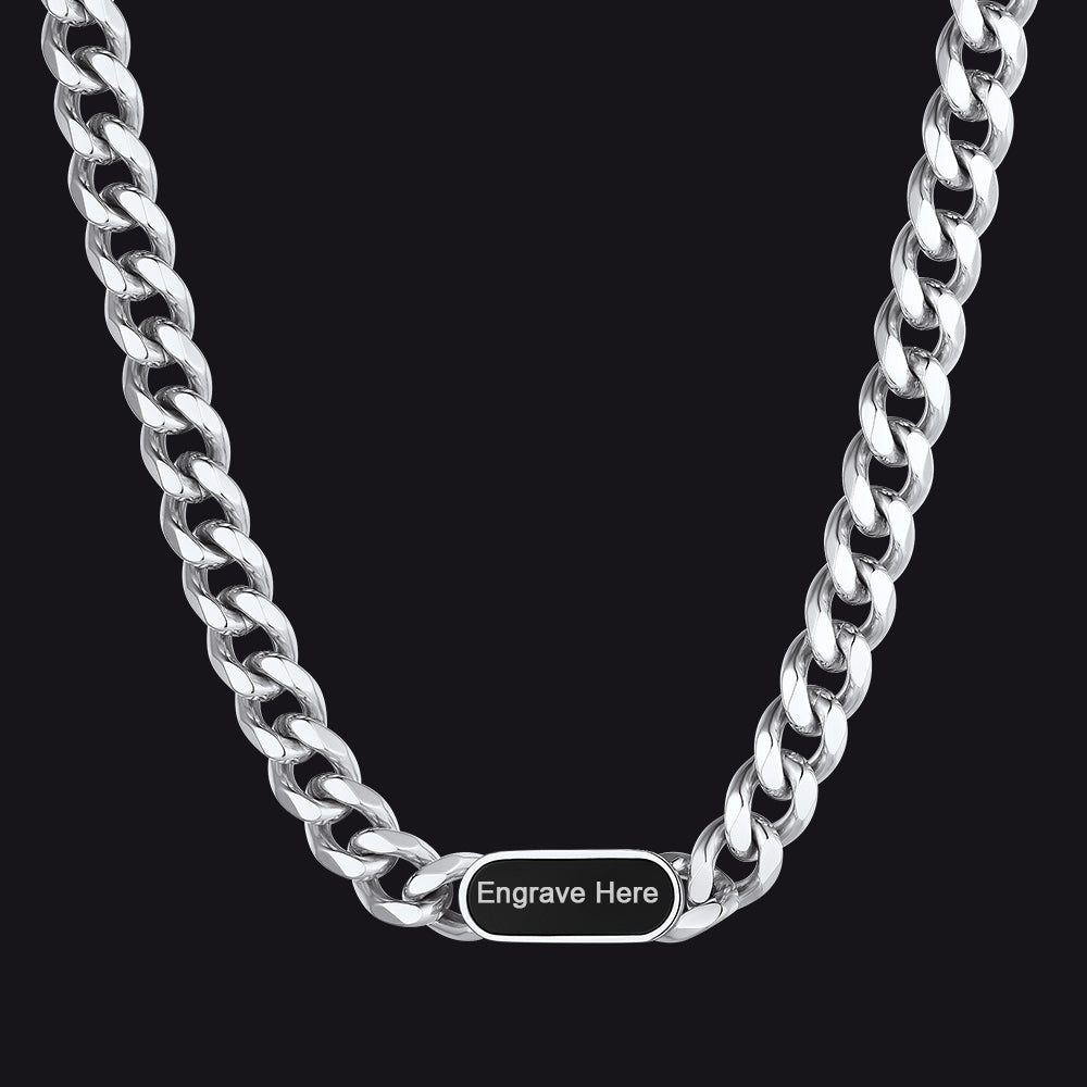 7mm Custom Engraved Name Choker Link Chain Necklace for