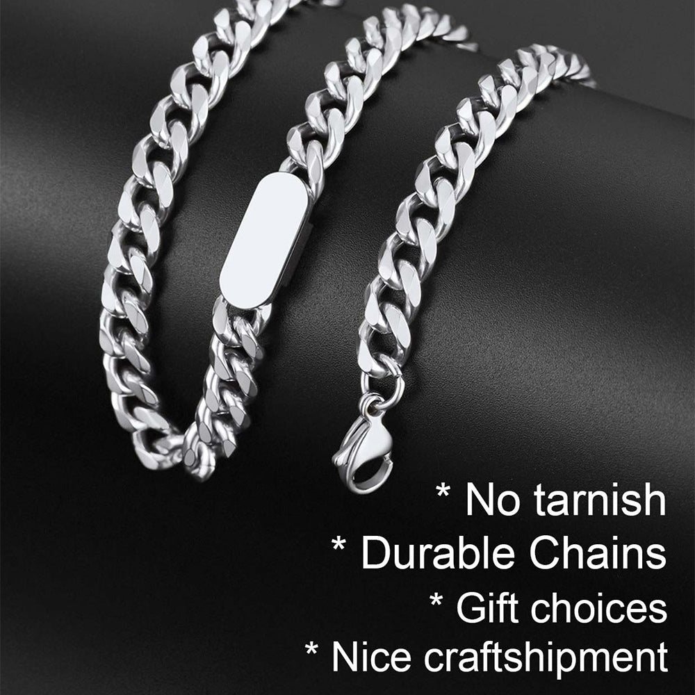 7mm Engraved Name Cuban Chain Choker Necklace for