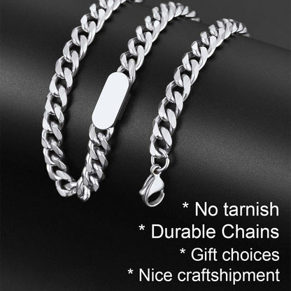 7mm Engraved Name Cuban Chain Choker Necklace for