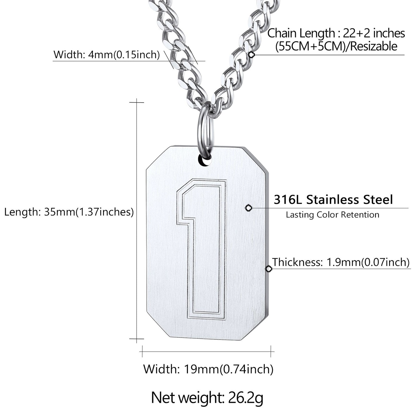 Custom Baseball Jersey Number Dog Tag Necklace for Sport