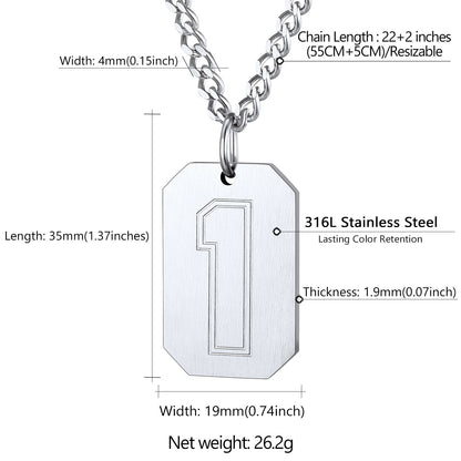 Custom Baseball Jersey Number Dog Tag Necklace for Sport