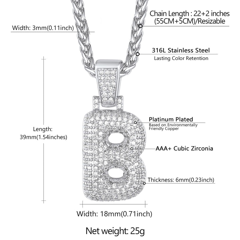 Diamond Bubble Letter Initial Necklace for