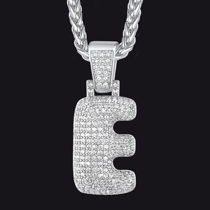 Diamond Bubble Letter Initial Necklace for