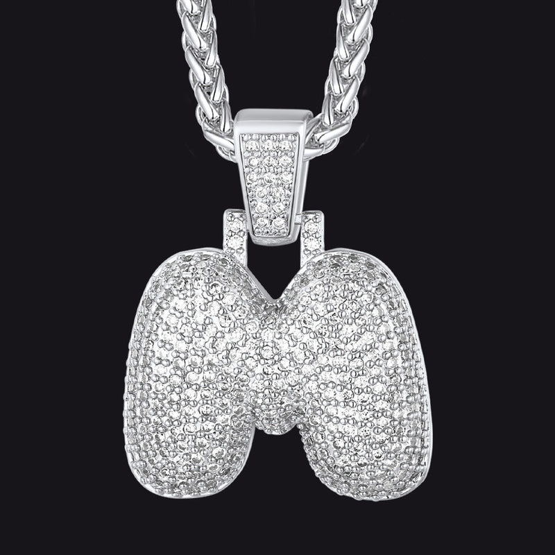 Diamond Bubble Letter Initial Necklace for