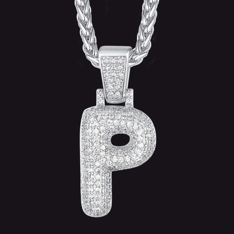 Diamond Bubble Letter Initial Necklace for