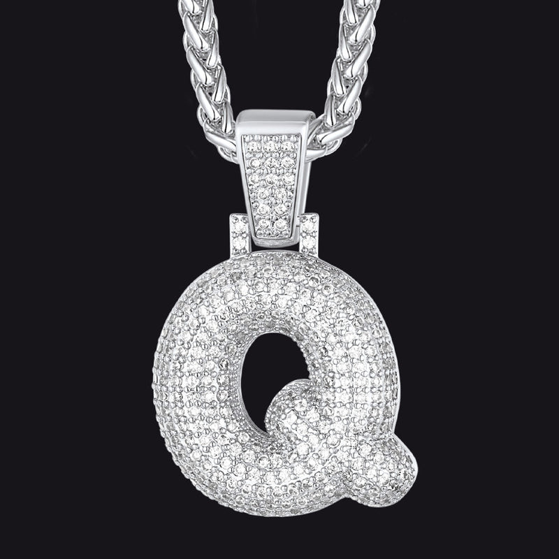 Diamond Bubble Letter Initial Necklace for