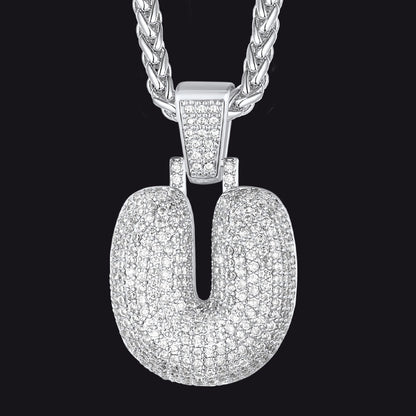 Diamond Bubble Letter Initial Necklace for