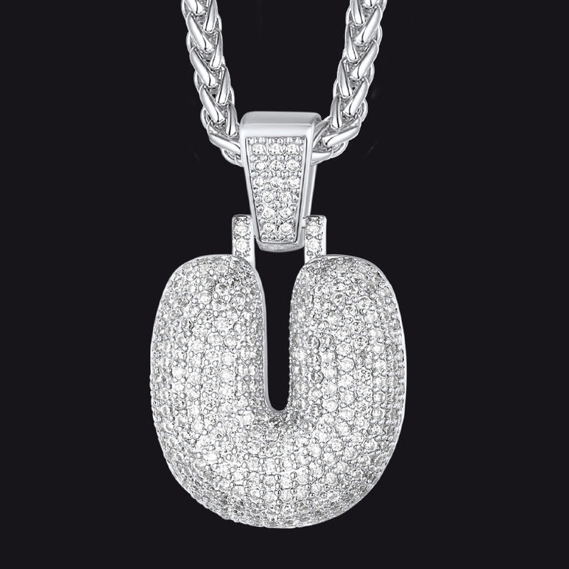 Diamond Bubble Letter Initial Necklace for