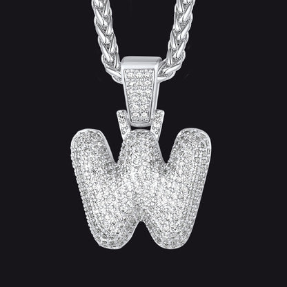 Diamond Bubble Letter Initial Necklace for