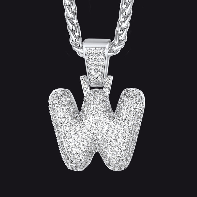 Diamond Bubble Letter Initial Necklace for