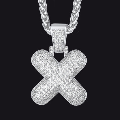 Diamond Bubble Letter Initial Necklace for
