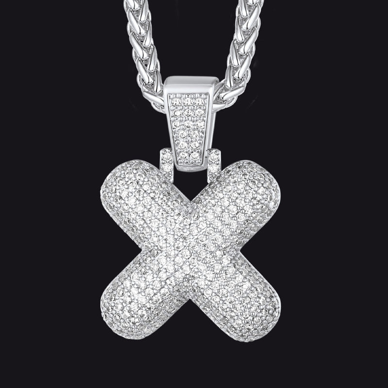 Diamond Bubble Letter Initial Necklace for