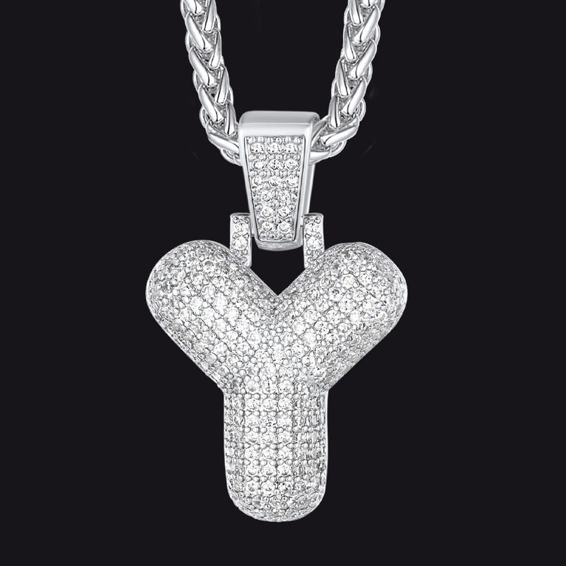 Diamond Bubble Letter Initial Necklace for